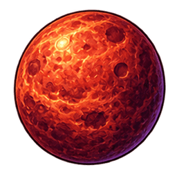 The red planet Mars with sparkles beside it