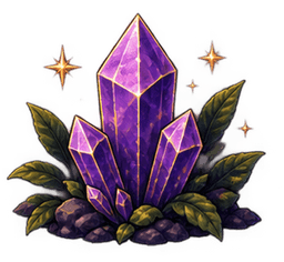 A cluster of violet crystals