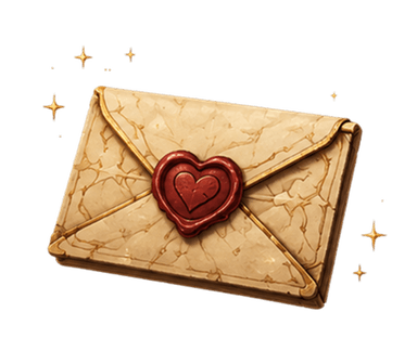 A sealed love letter closed with a pink heart