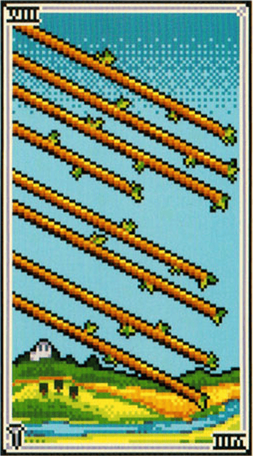 The Eight of Wands tarot card